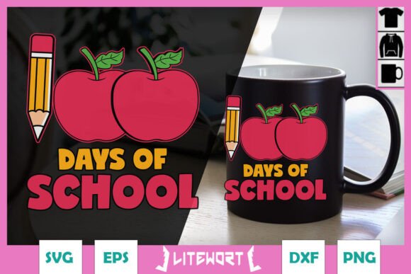 100 Days of School Apple Happy SVG