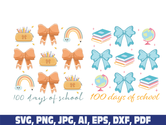 100 Days of School Coquette Bow Svg