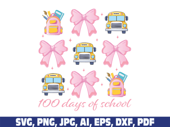 100 Days of School Coquette Bow Svg Png