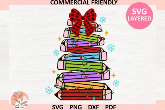 Christmas Teacher Pencil Sweatshirt Graphics for Crafts and Merch