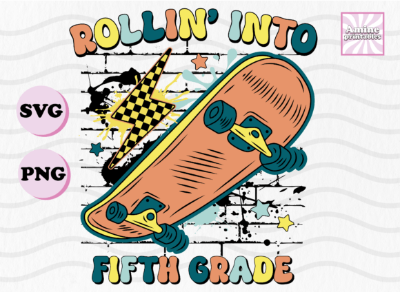 Fifth Grade Skating Retro School Boy SVG: Graphics and Crafts