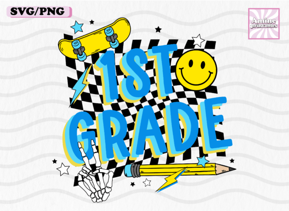 First Grade Retro School Boy Pencil SVG