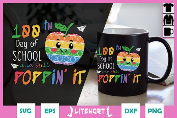 Happy 100 Days of School Pop It SVG Graphics