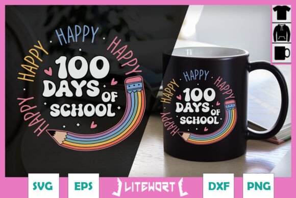 Happy 100 Days School Groovy Pencil SVG: Graphics for Crafts