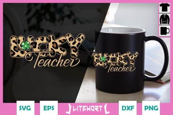 Lucky Teacher Leopard Clover SVG Graphics