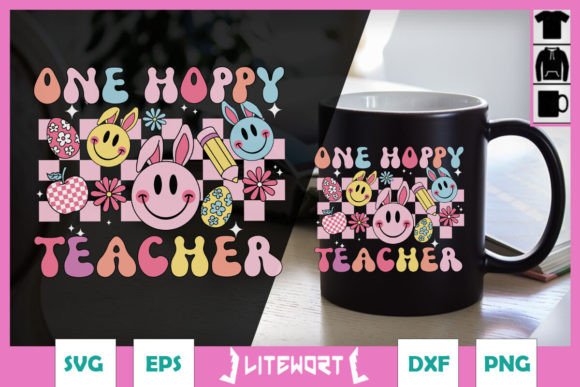 One Hoppy Teacher Groovy Retro SVG