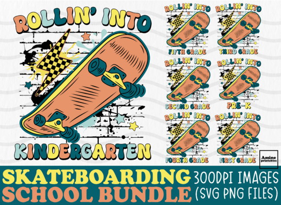 Retro Skating School Boy Bundle SVG PNG
