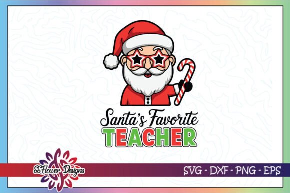 Santa’s Favorite Teacher Groovy Xmas SVG