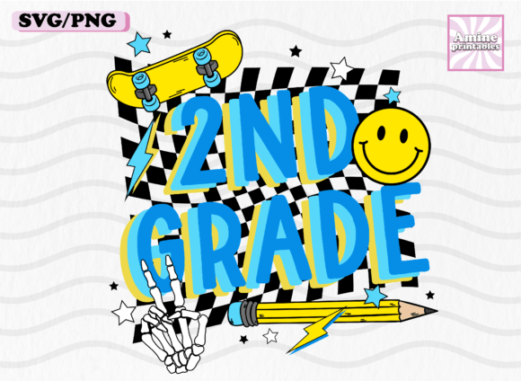 Second Grade Retro School Boy Pencil SVG: Graphics & Crafts