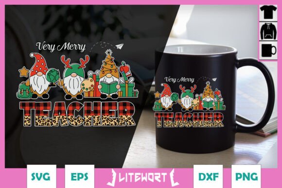 Very Merry Teacher Christmas Gnomes SVG Graphics